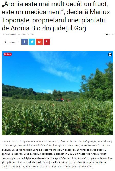 Reportal Ziarul Agricol din 11.10.2021, link Reportaj mai jos